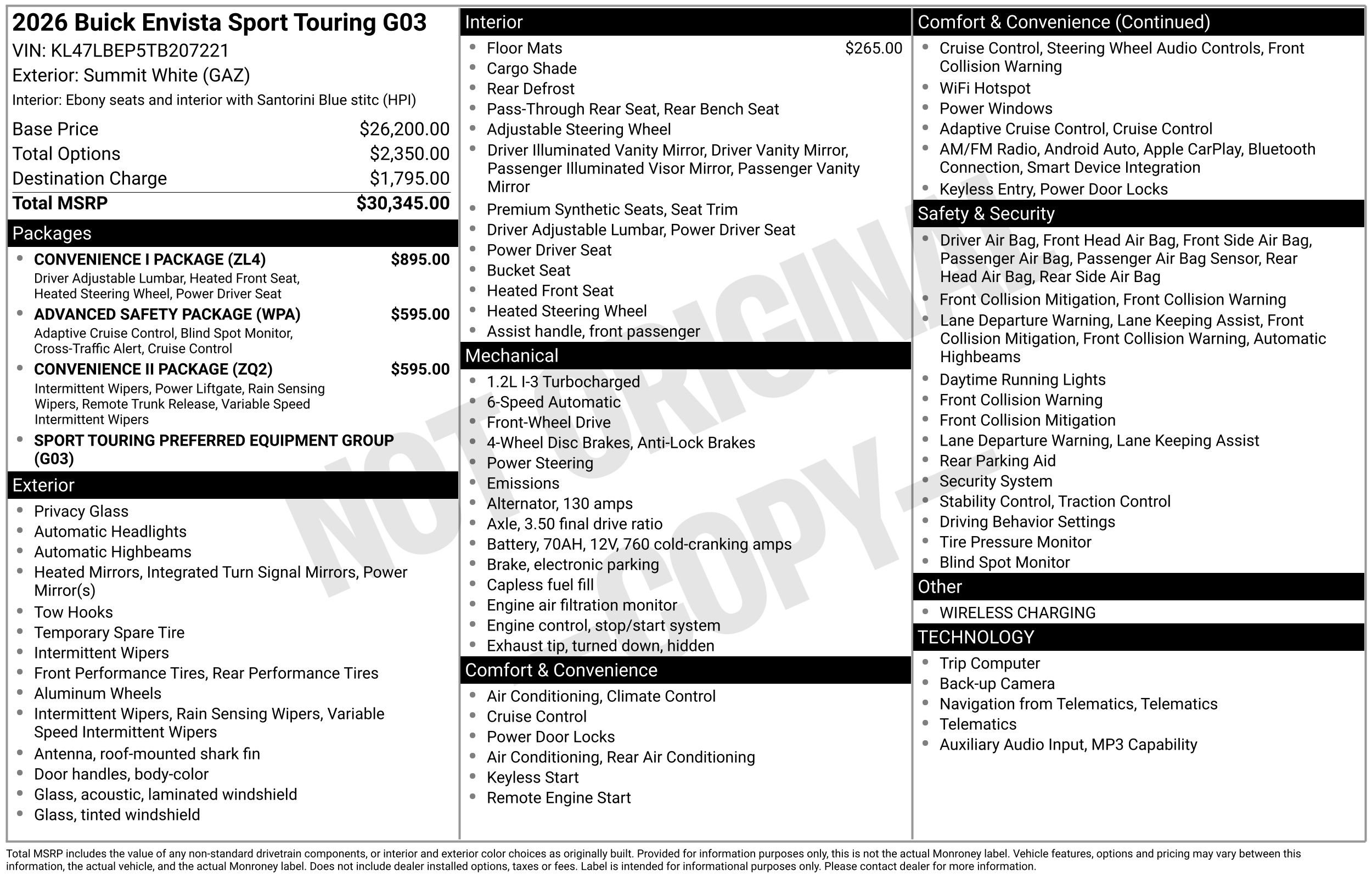 New 2026 Summit White Buick Sport Touring image 42