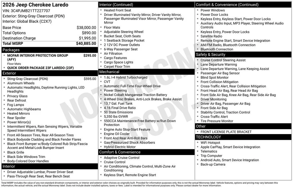 New 2026 Sting-Gray Clear-Coat Exterior Paint Jeep Laredo image 6