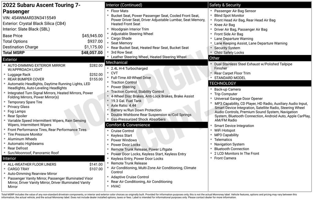 Used 2022 Black Subaru Touring image 3