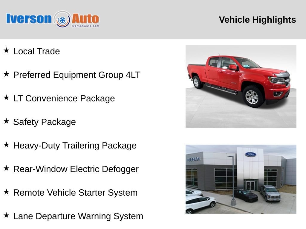 Used 2017 Chevrolet Colorado LT with VIN 1GCPTCE16H1178025 for sale in Huron, SD