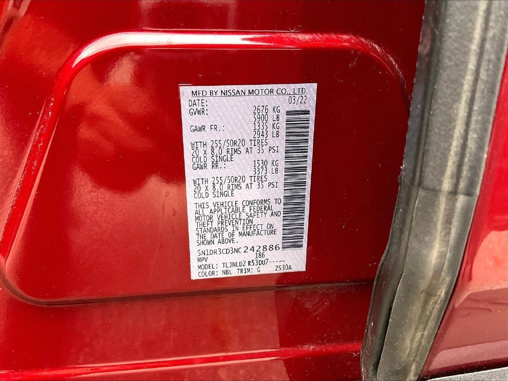 Used 2022 Scarlet Ember Tintcoat/Super Black Nissan SL image 33