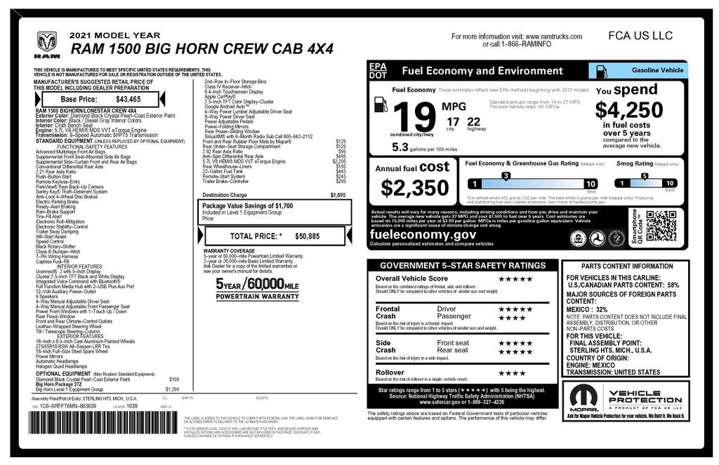 Certified Used 2021 Black Ram Big Horn/Lone Star image 4