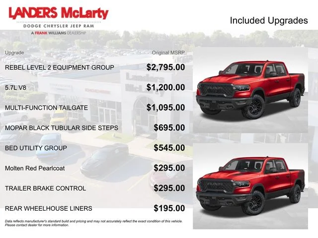 New 2026 Molten Red Pearl-Coat Exterior Paint RAM Rebel image 3