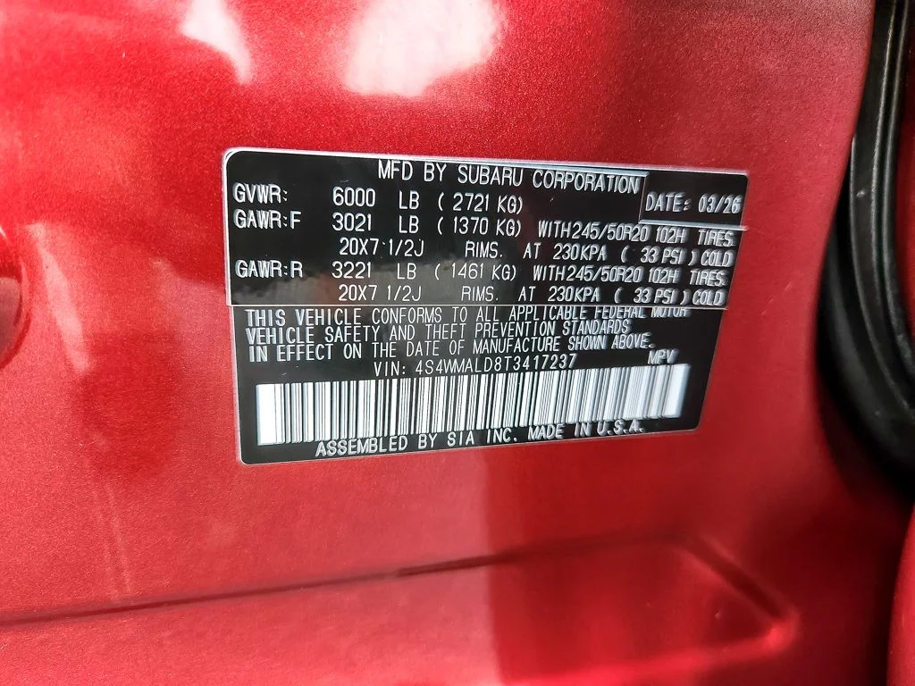 Used 2026 Red Subaru Onyx Edition Touring image 26