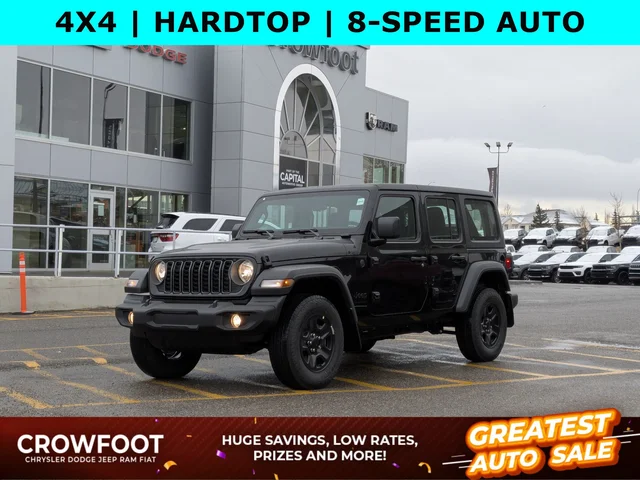 2026 Jeep Wrangler Sport - - Black 3-Pc Hard Top - 8-Spd Auto - 12.3 Uconnect 5 - Dana M200 Rear Axle & More!