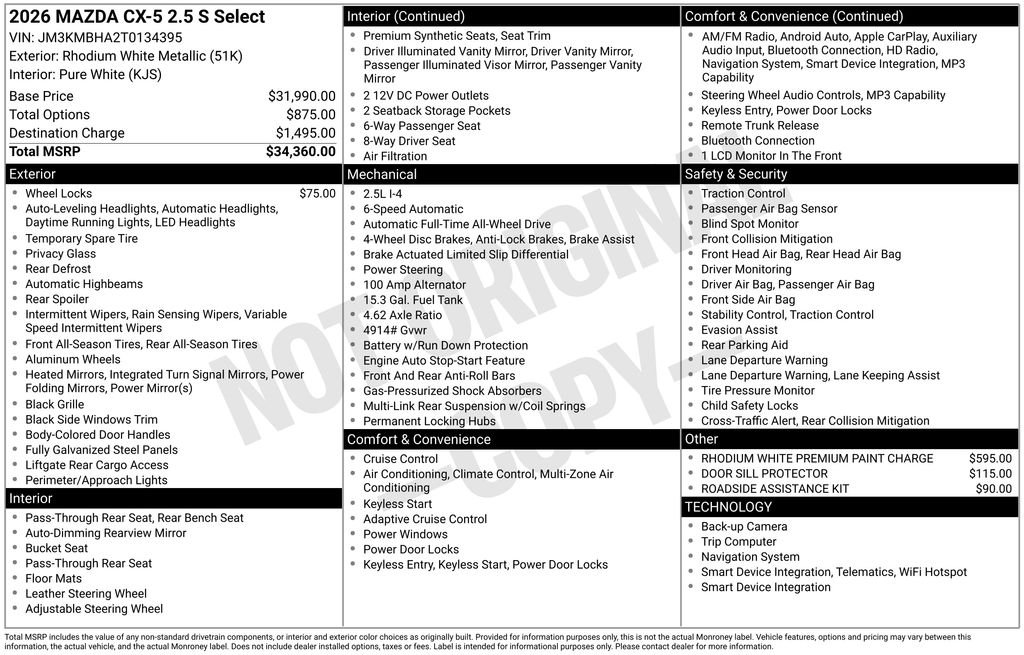 New 2026 Rhodium White Metallic Mazda 2.5 S Select AWD image 4