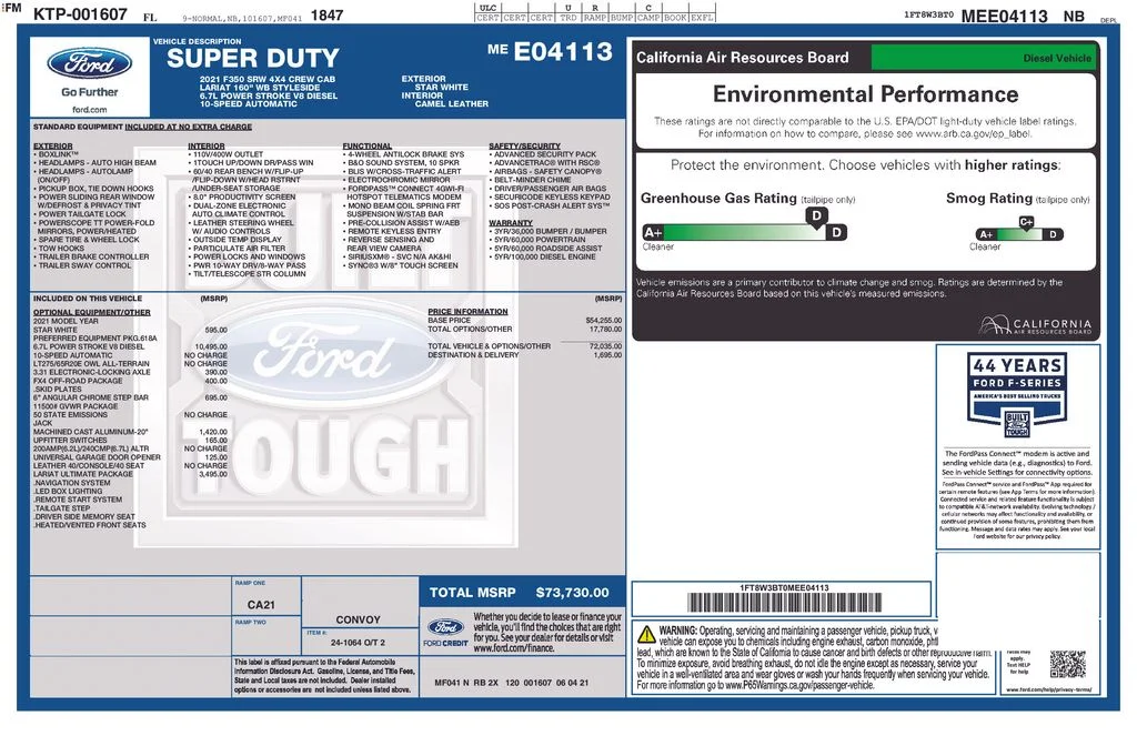 Certified Used 2021 White Ford Lariat image 5