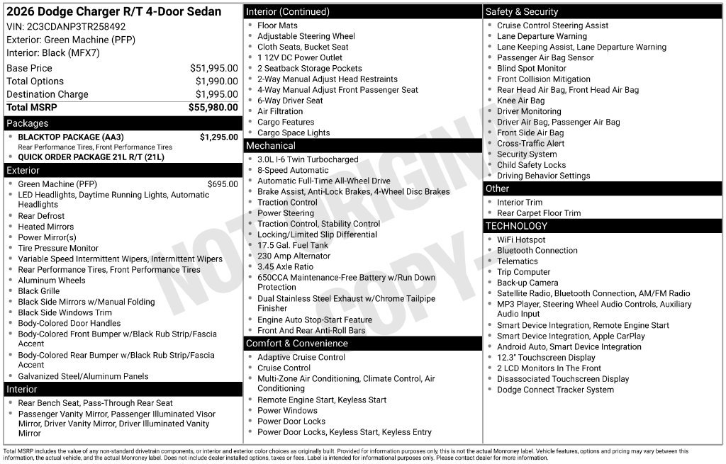 New 2026 Green Machine Exterior Paint Dodge R/T image 5