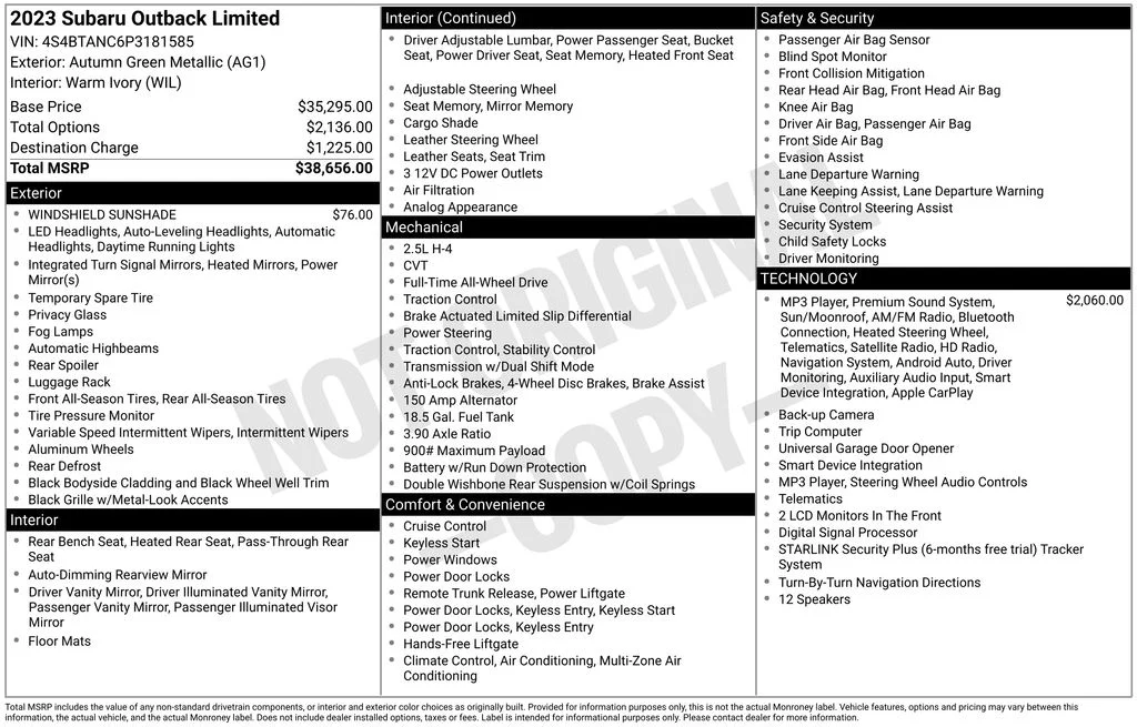 Used 2023 Brown Subaru Limited image 10