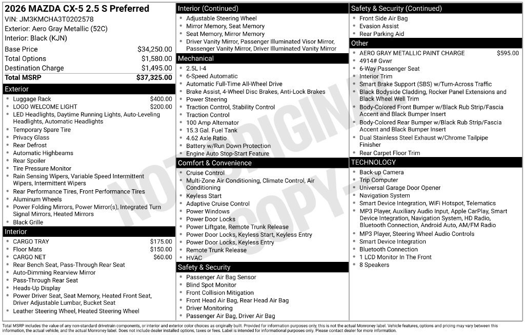 New 2026 Aero Gray Metallic Mazda 2.5 S Preferred AWD image 3