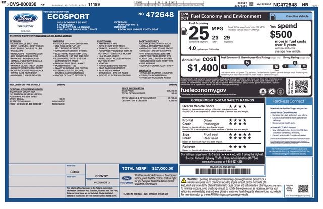 Used 2022 White Ford SE image 2