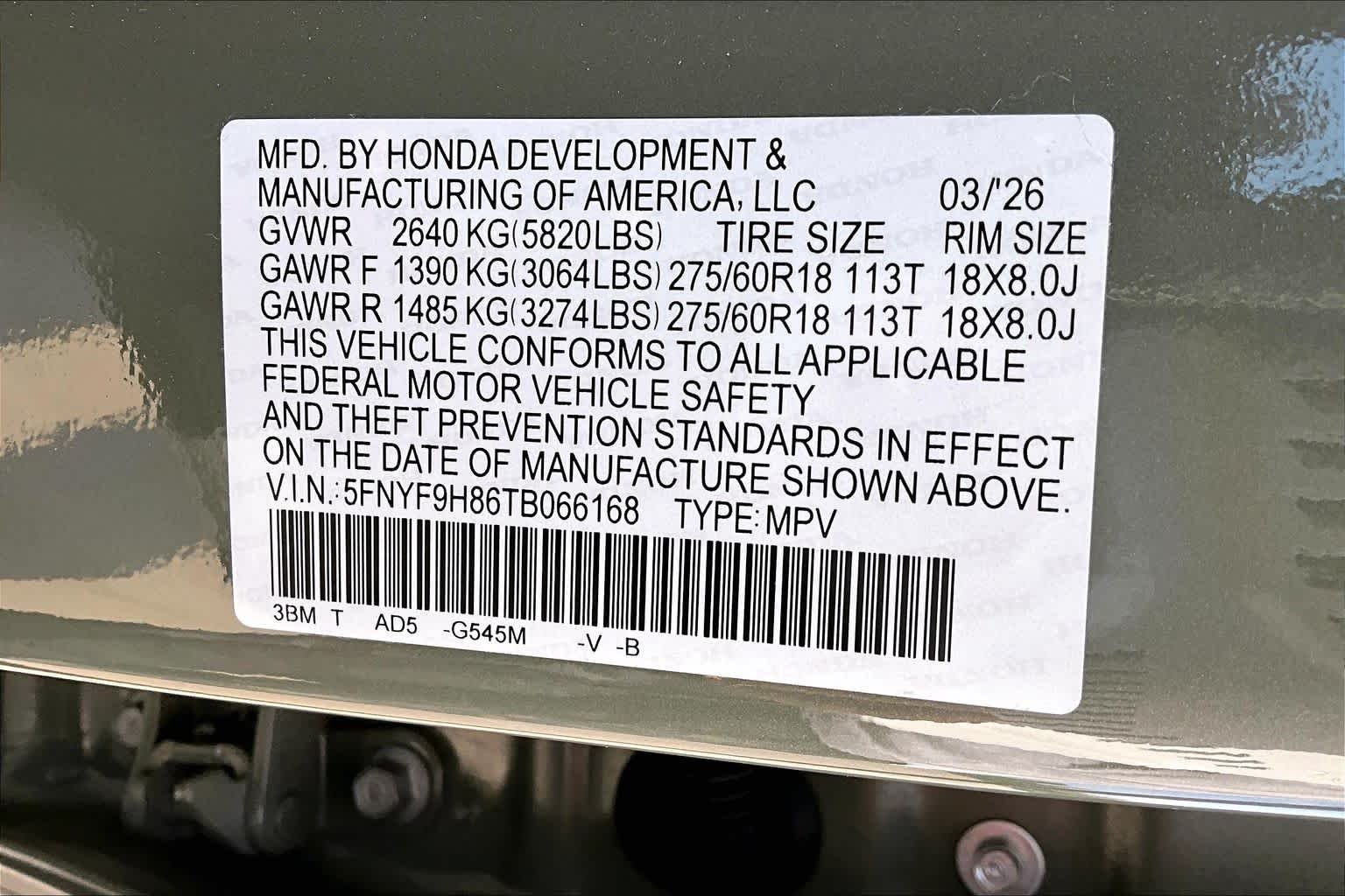 Certified Used 2026 Ash Green Metallic Honda TrailSport Elite image 34