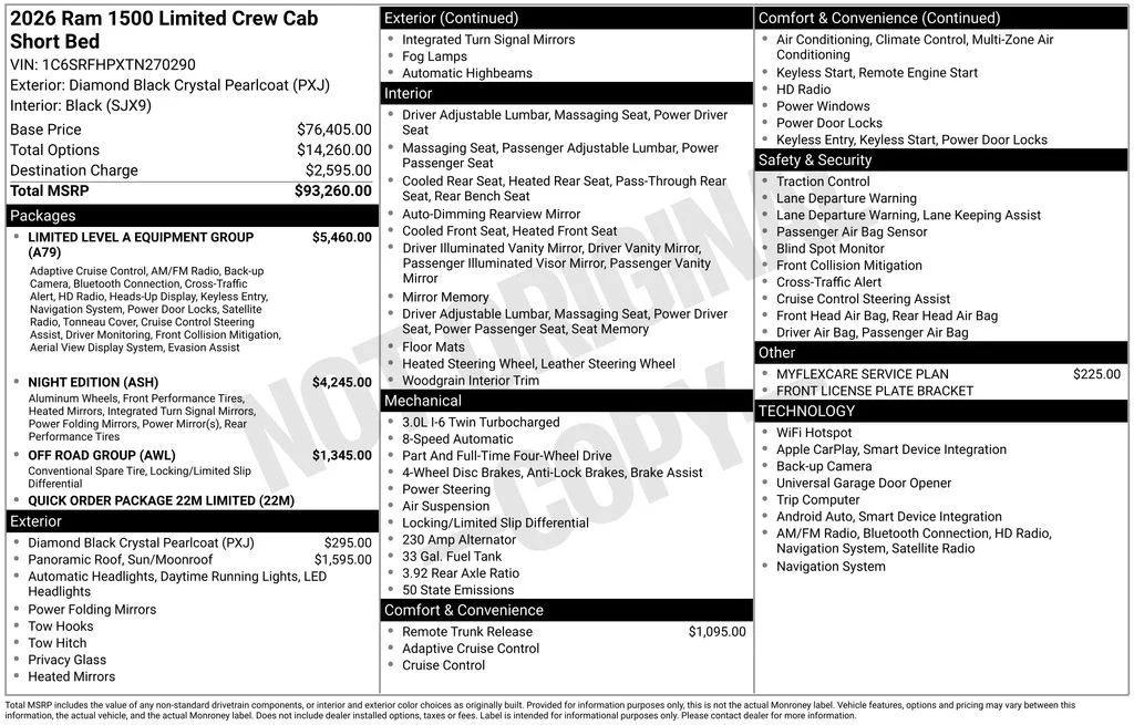 New 2026 Diamond Black Crystal Pearl-Coat Exterior Paint RAM Limited image 6