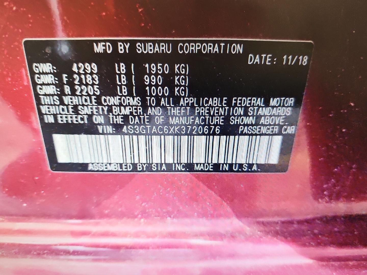 Used 2019 Crimson Red Pearl Subaru Premium image 8