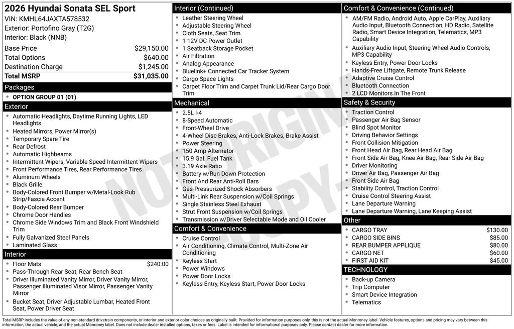 New 2026 Gray Hyundai SEL Sport image 21