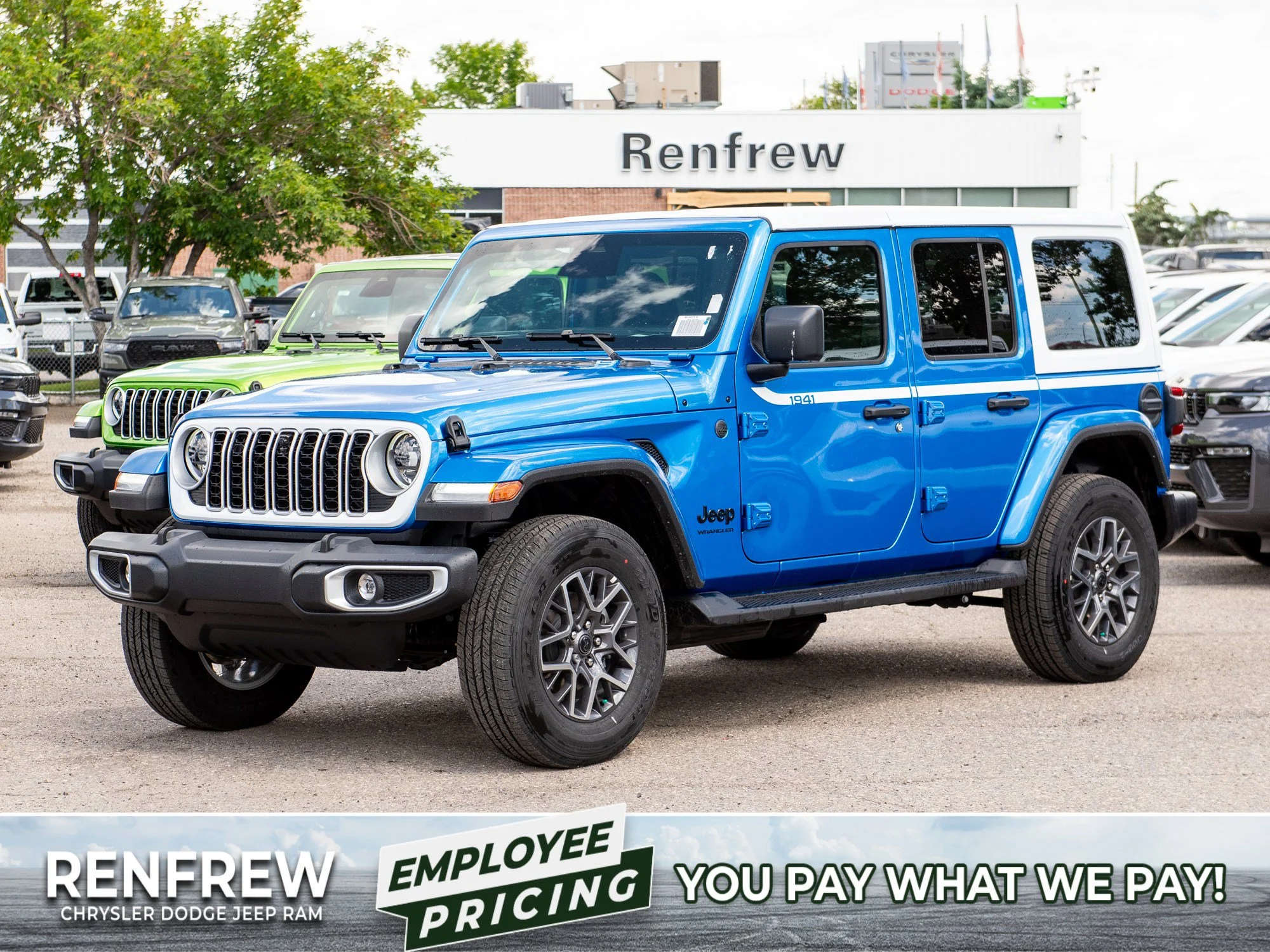 New 2026 Blue Jeep Sahara WhiteCap* 4 Door 4x4, McKinley Leather, Blind-Spot image 1