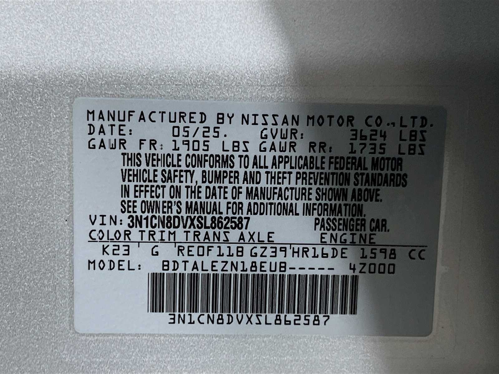 Used 2025 Brilliant Silver Metallic Nissan S image 30
