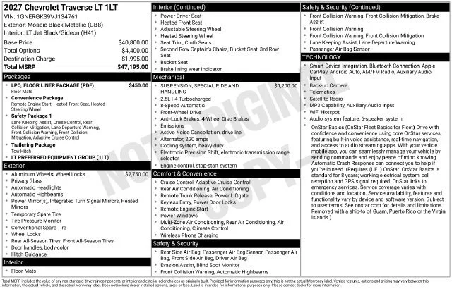 New 2027 Mosaic Black Metallic Chevrolet LT image 37