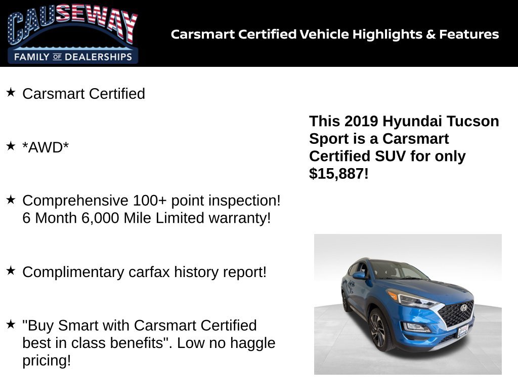 Certified 2019 Hyundai Tucson Sport with VIN KM8J3CAL1KU978391 for sale in Stafford Township, NJ