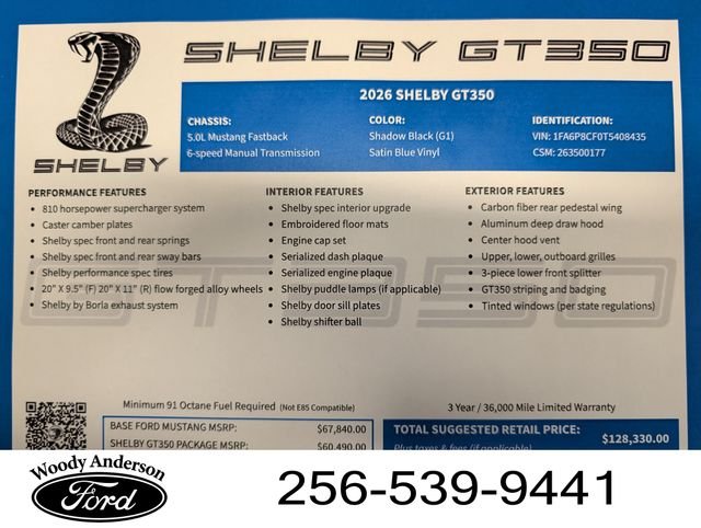 New 2026 Shadow Black Ford GT Premium Shelby GT 350 image 15