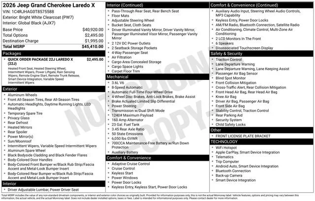 New 2026 Bright White Clear-Coat Exterior Paint Jeep Laredo X image 21