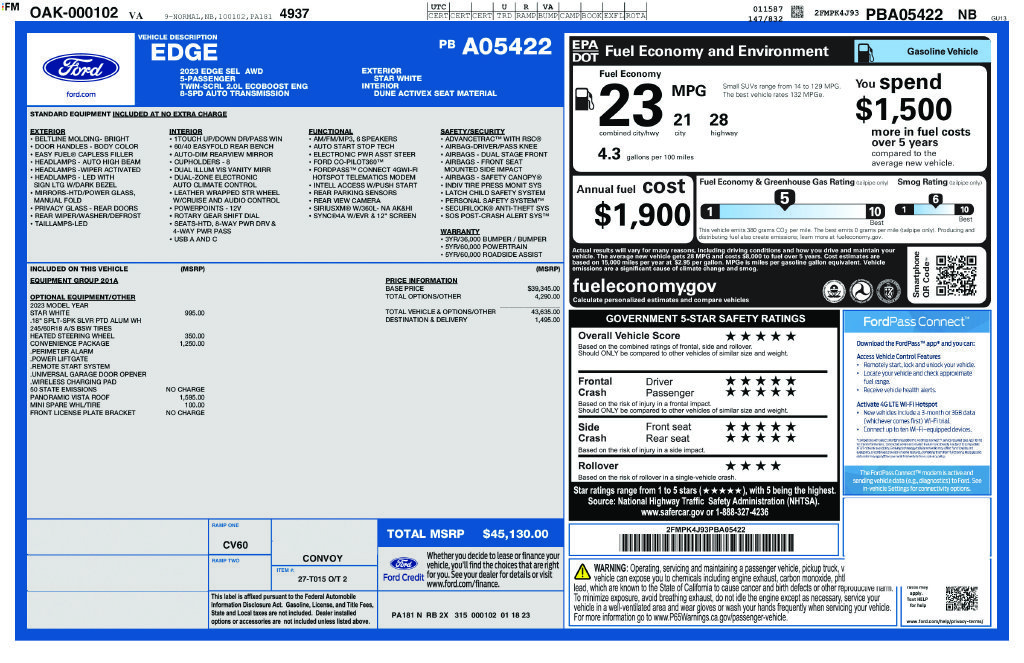 Used 2023 White Ford SEL image 22