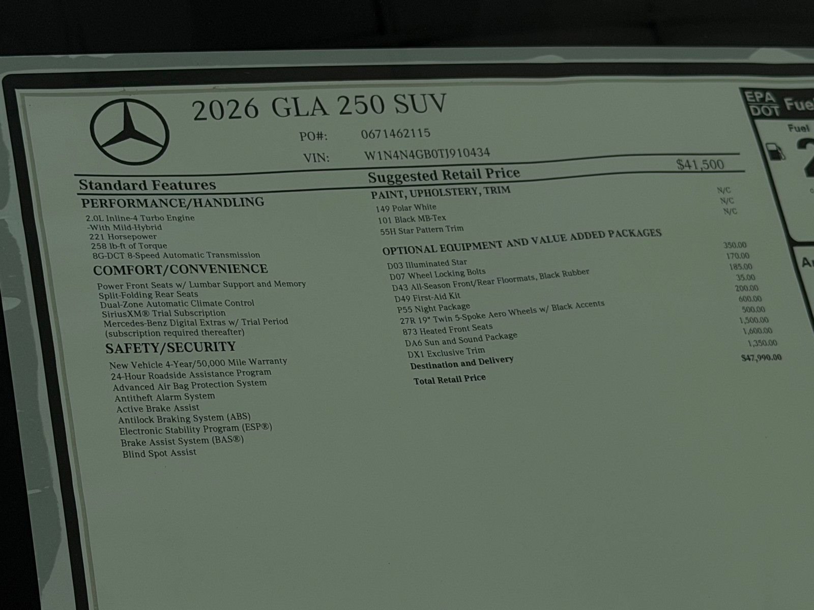New 2026 Polar White Mercedes-Benz GLA 250 image 42