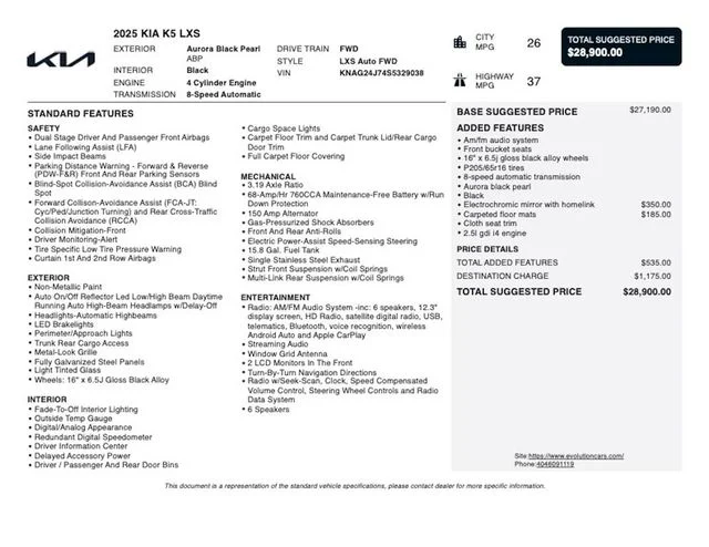 Used 2025 Black Kia LXS image 4