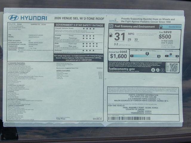 New 2026 White Hyundai SEL w/Two-Tone Roof image 29