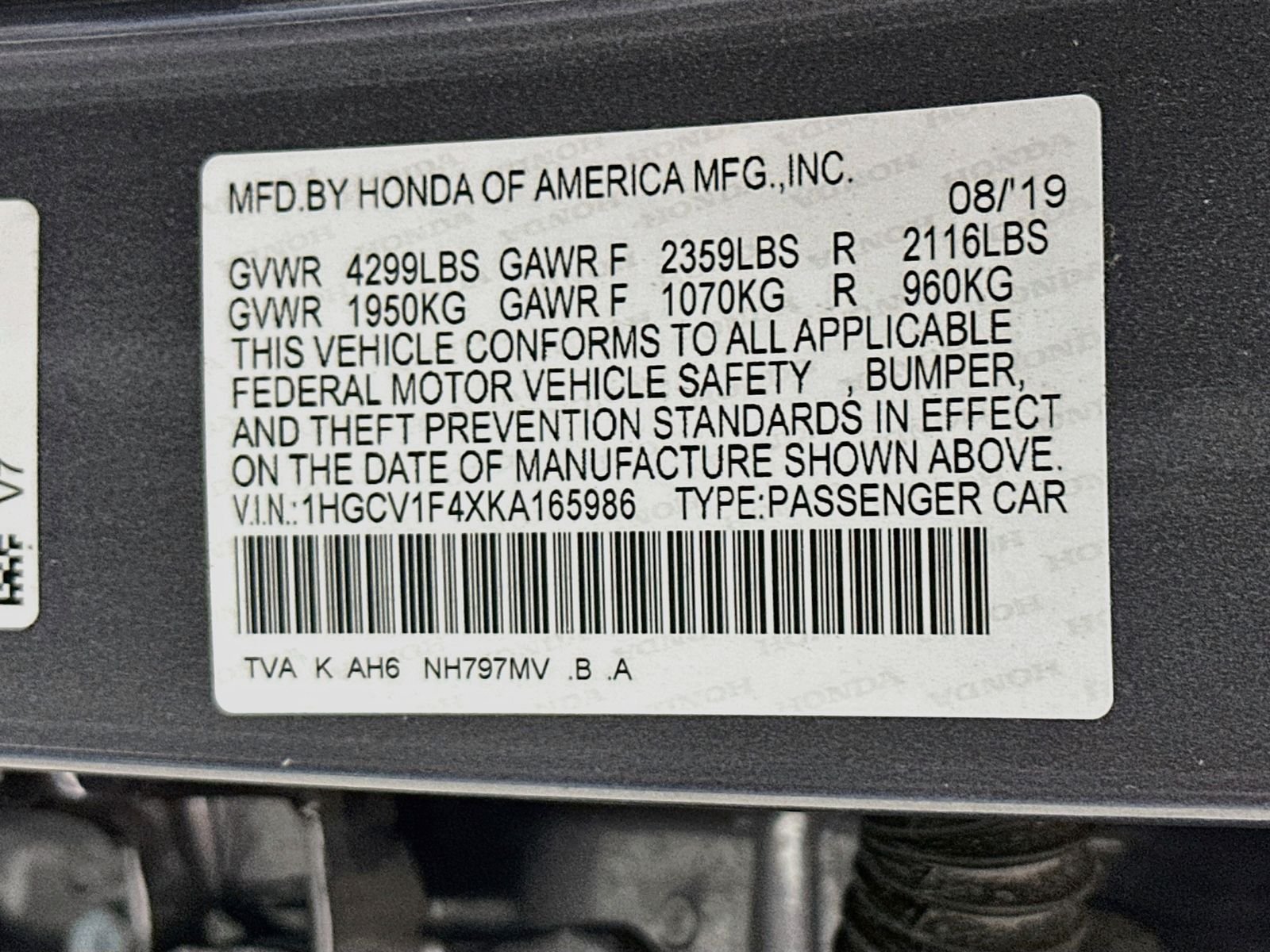 Used 2019 Modern Steel Metallic Honda EX image 32