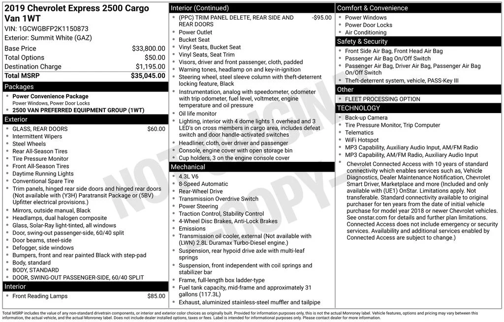 Used 2019 White Chevrolet Work Van image 17