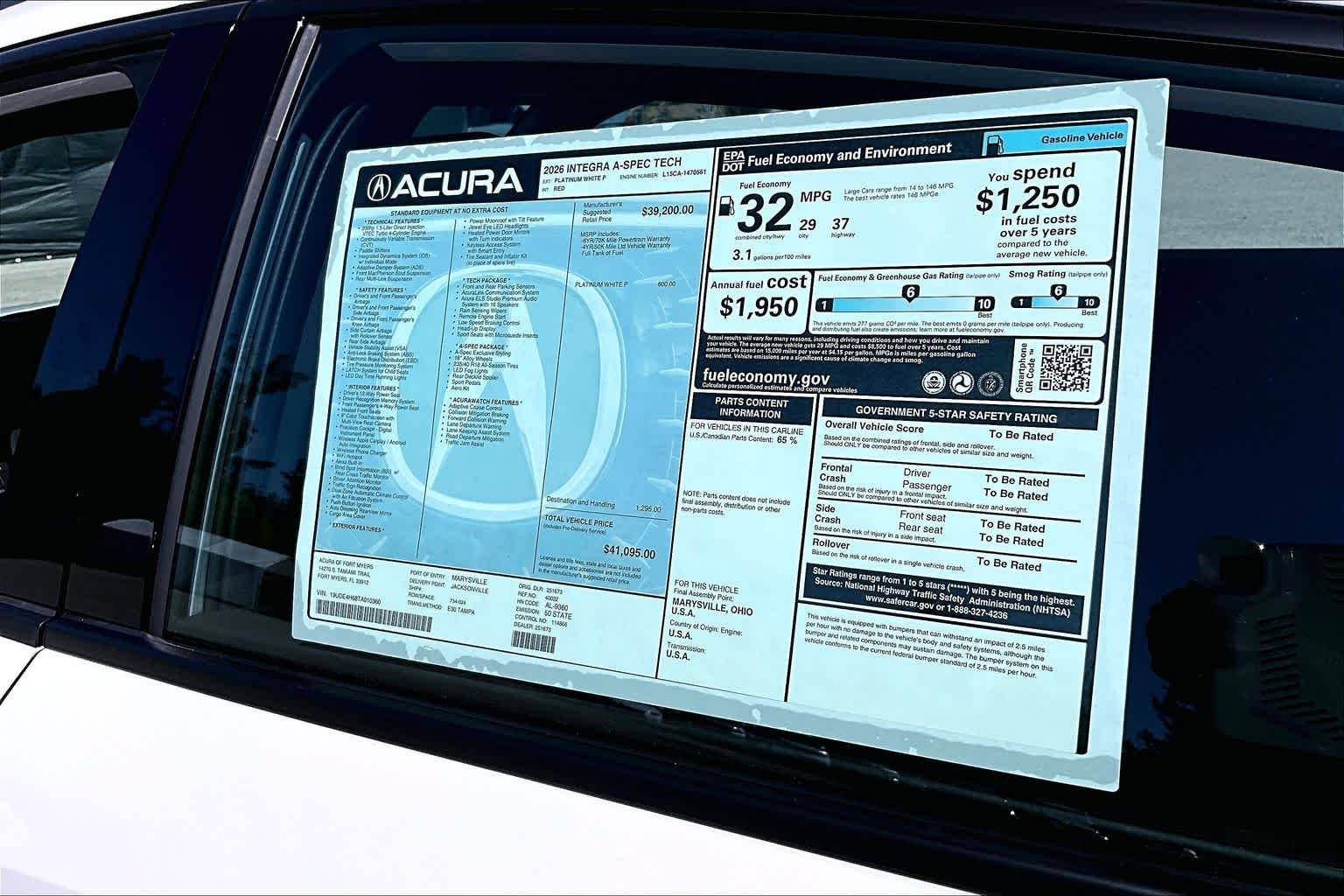 New 2026 Platinum White Pearl Acura w/A-Spec Technology Package image 22
