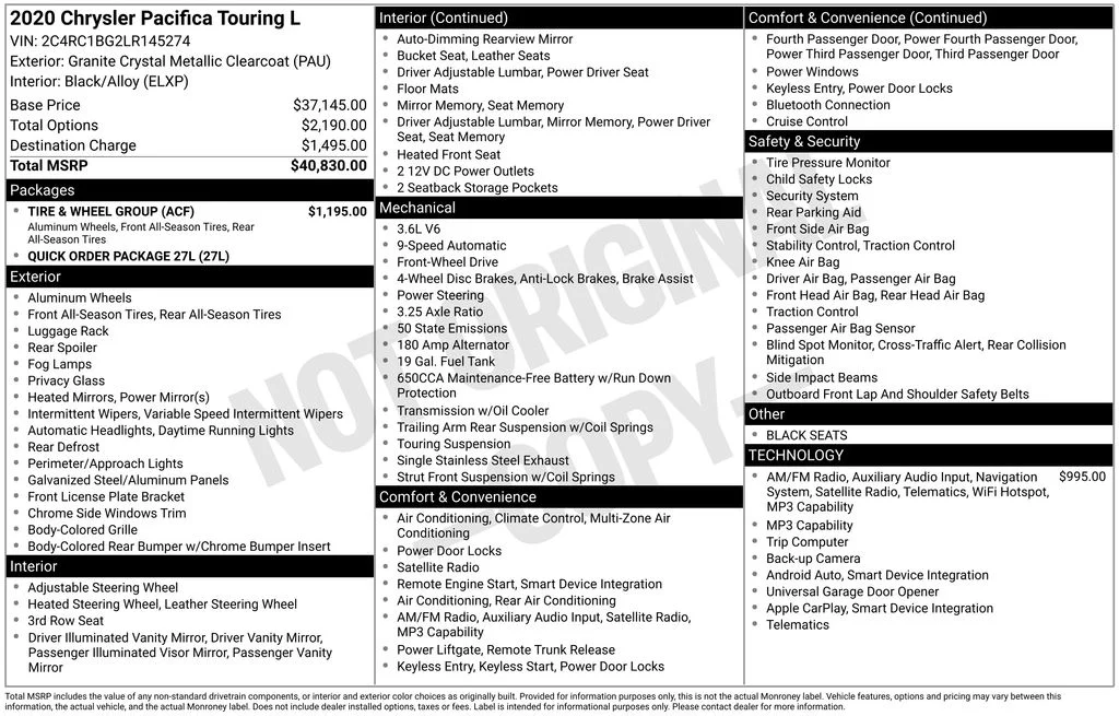 Used 2020 Gray Chrysler Touring L image 4