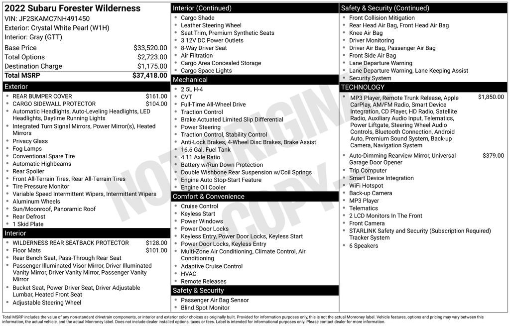 Used 2022 White Subaru Wilderness image 2