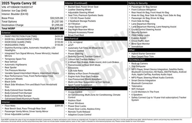 Used 2025 White Toyota SE image 9