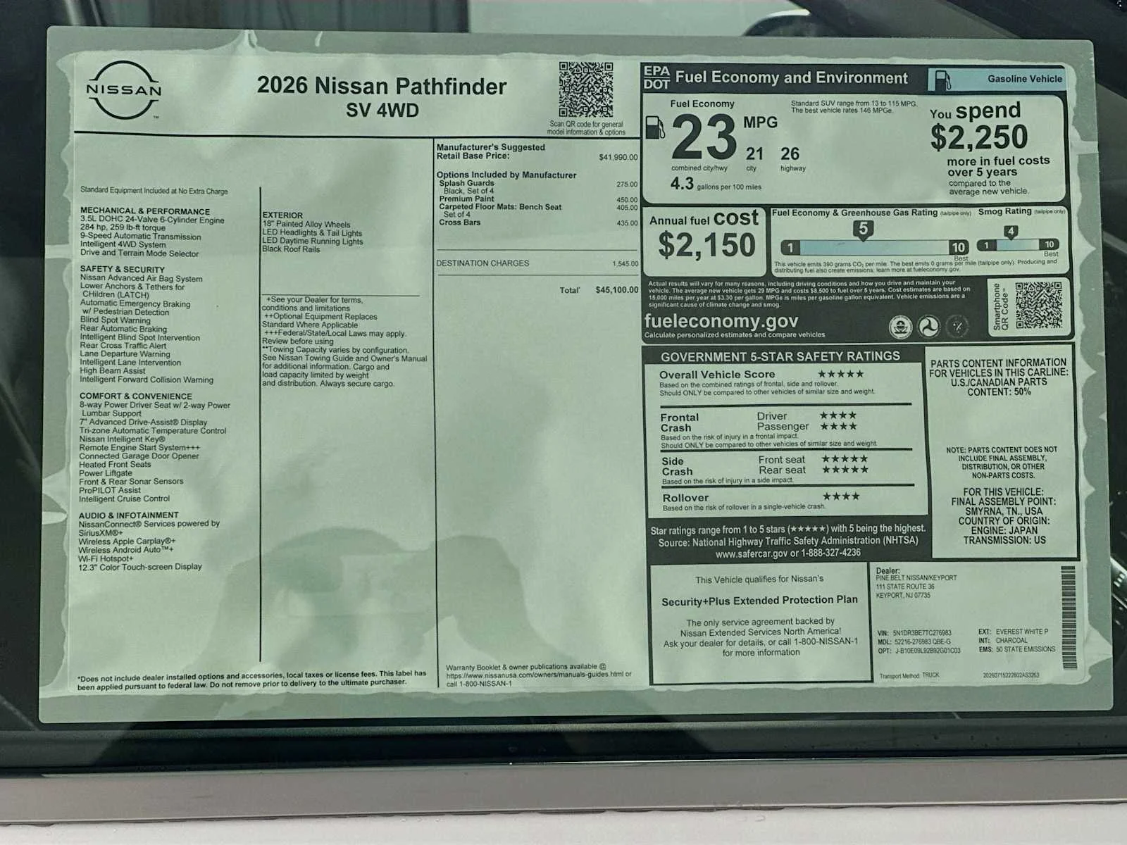 New 2026 Everest White Pearl Tricoat Nissan SV image 6
