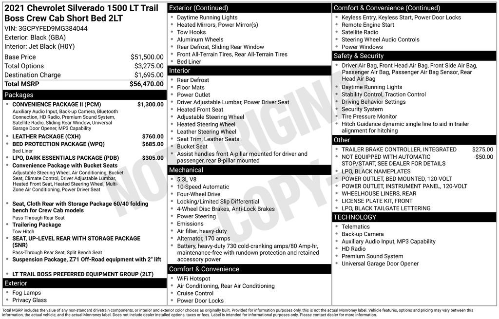 Used 2021 Black Chevrolet LT Trail Boss image 9