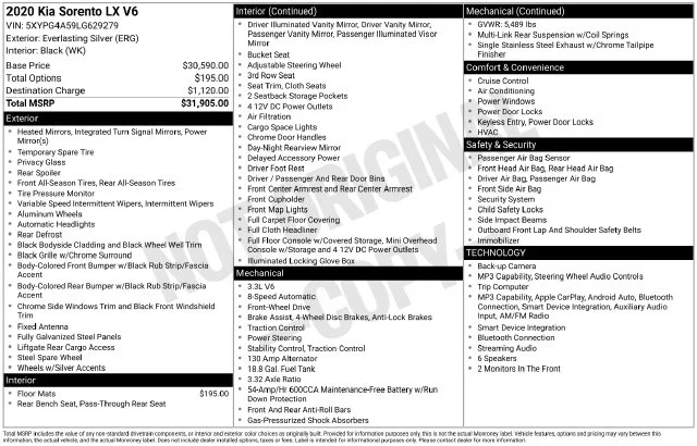 Used 2020 Everlasting Silver Kia LX image 35