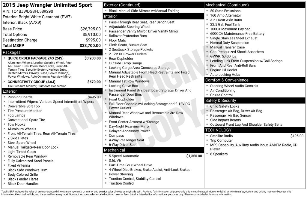 Used 2015 White Jeep Unlimited Sport image 11