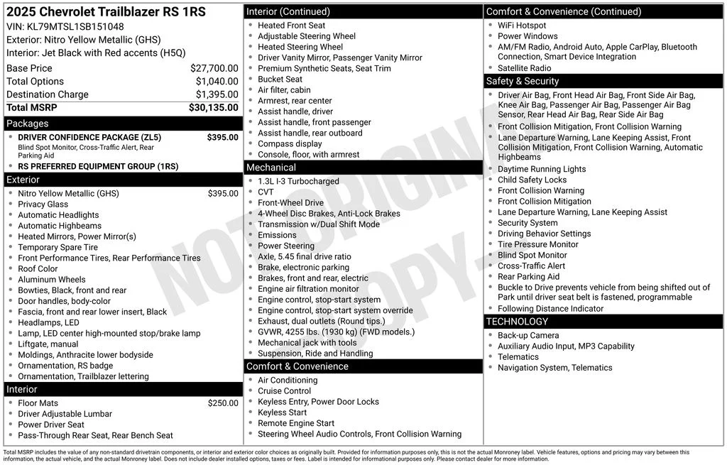 Used 2025 Yellow Chevrolet RS image 41