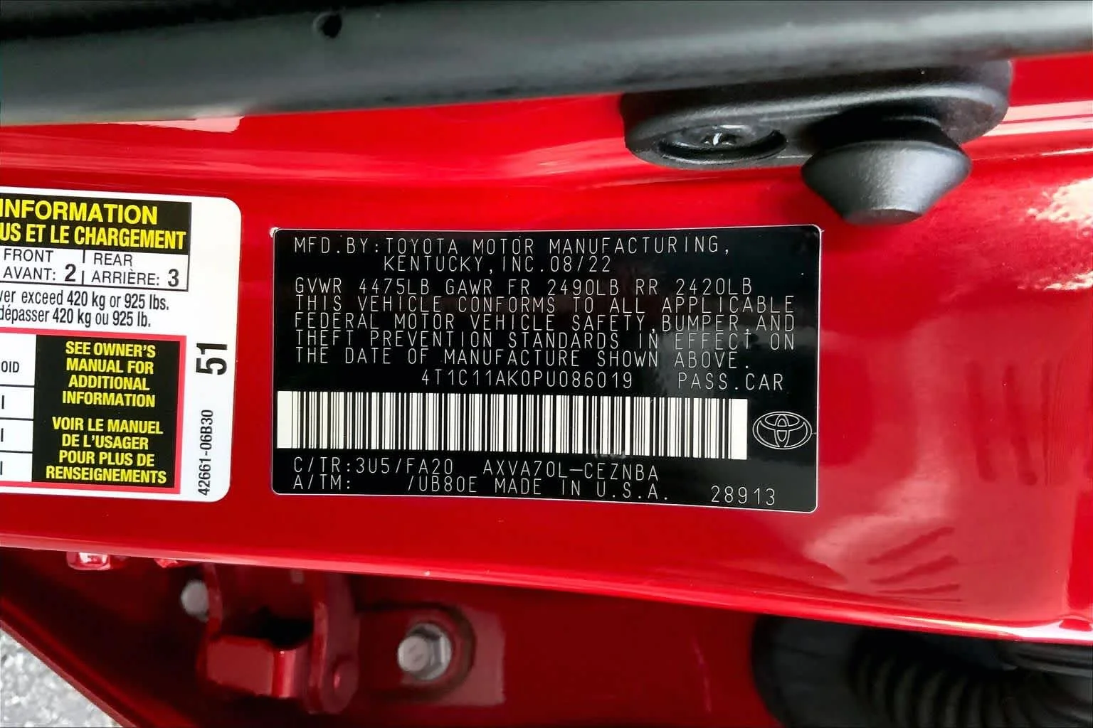 Used 2023 Supersonic Red Toyota LE image 29