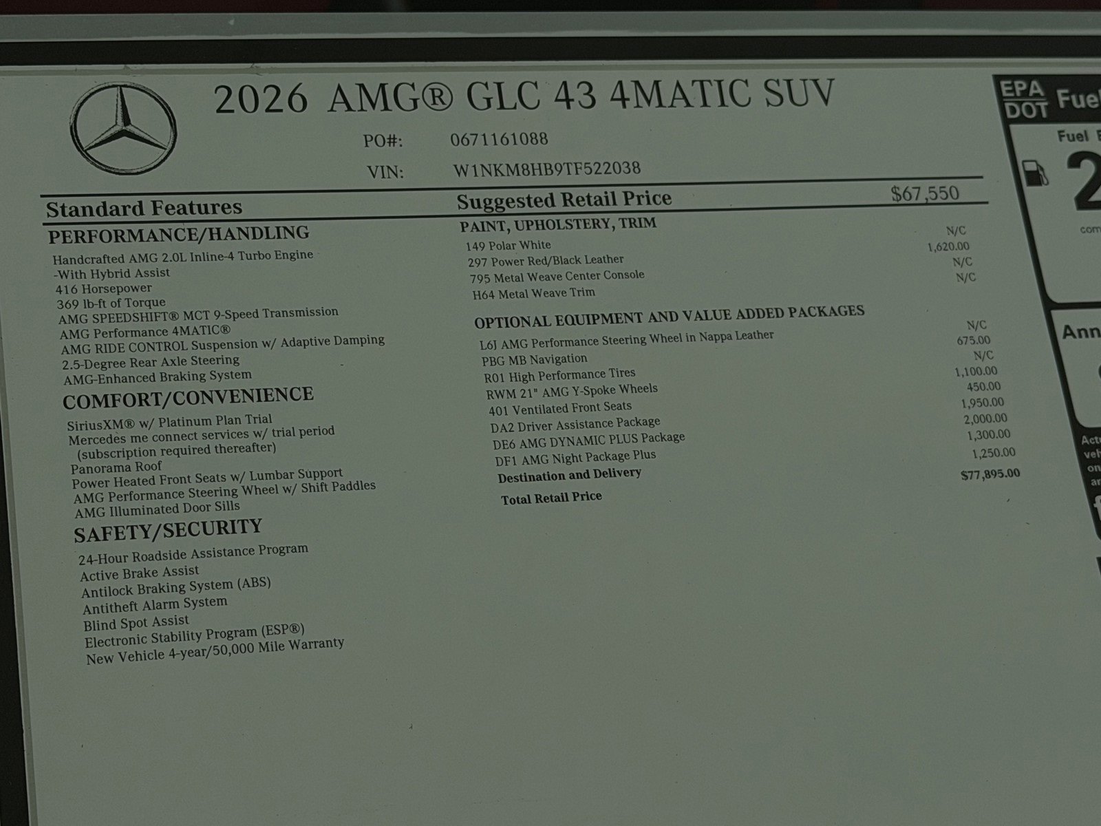New 2026 Polar White Mercedes-Benz AMG® GLC 43 4MATIC® SUV image 48