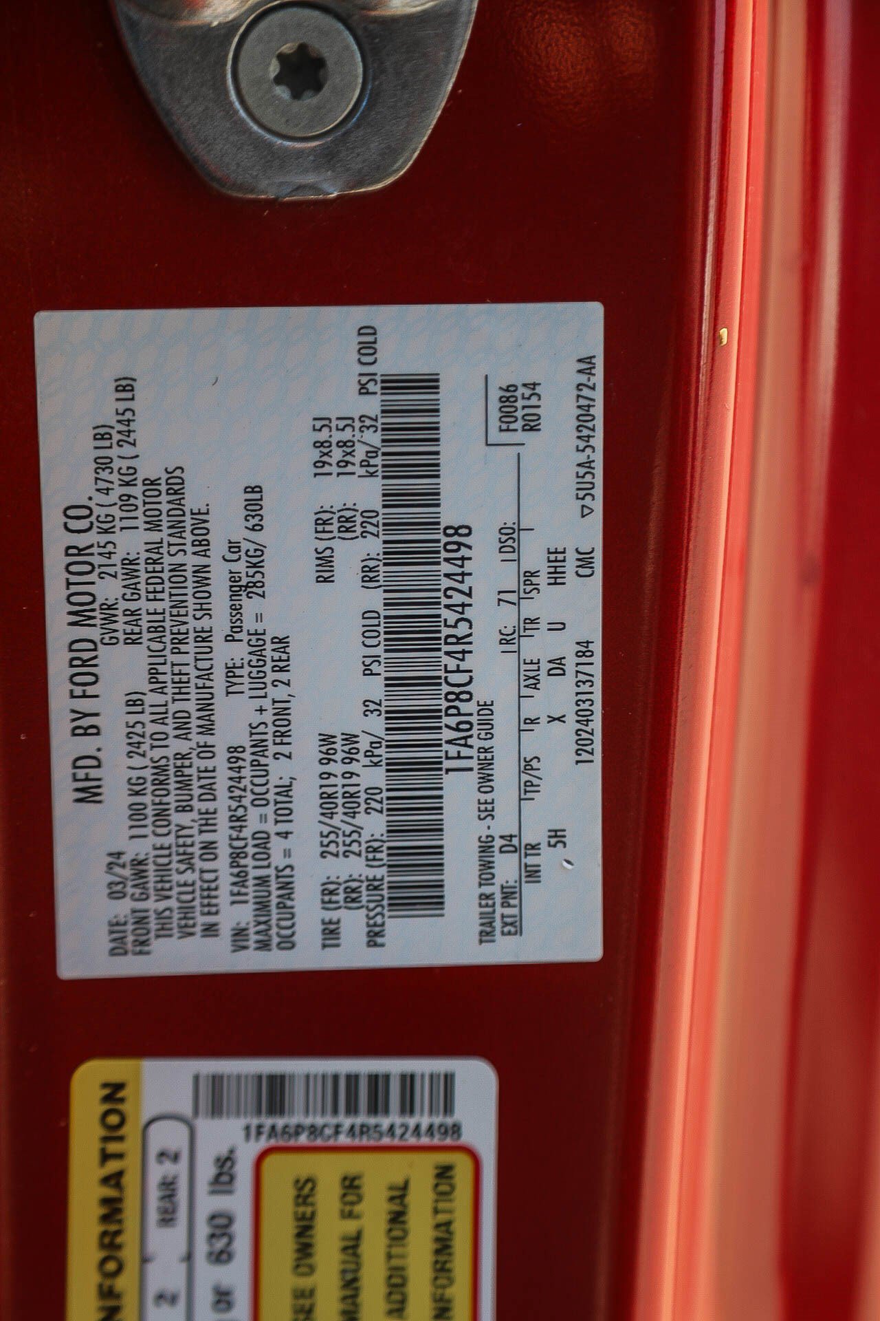 Used 2024 Rapid Red Metallic Tinted Clearcoat Ford GT Premium image 27