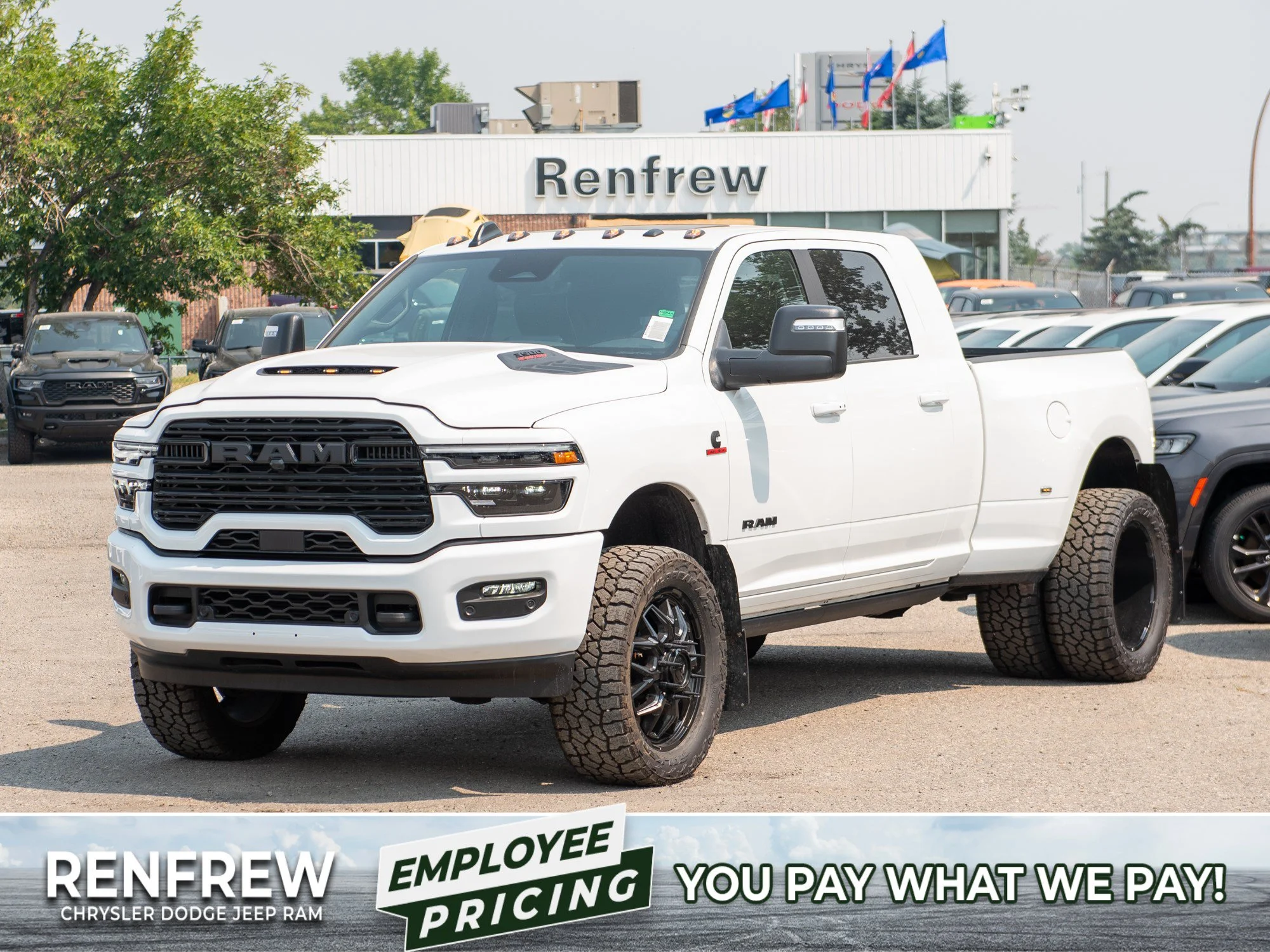 New 2026 White RAM Laramie* Mega Cab, 2 Inch Lift, 35 Inch Tires image 1