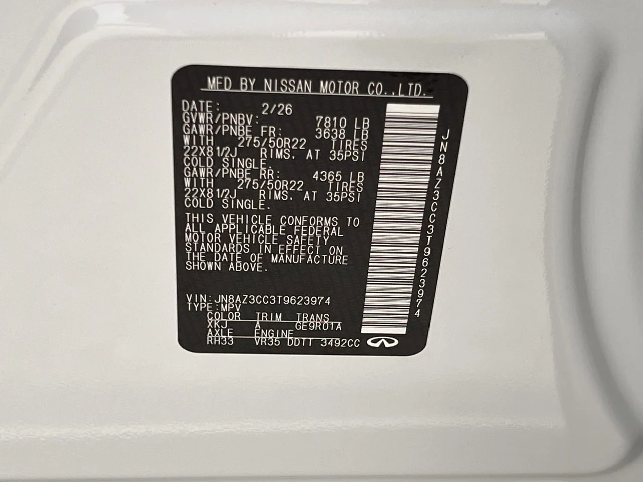 New 2026 2T RADIANT WHIT INFINITI Autograph 4WD image 30