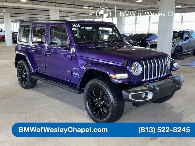 Used 2023 Jeep Wrangler 4xe Sahara 4XE with VIN 1C4JJXP6XPW555016 for sale in Wesley Chapel, FL