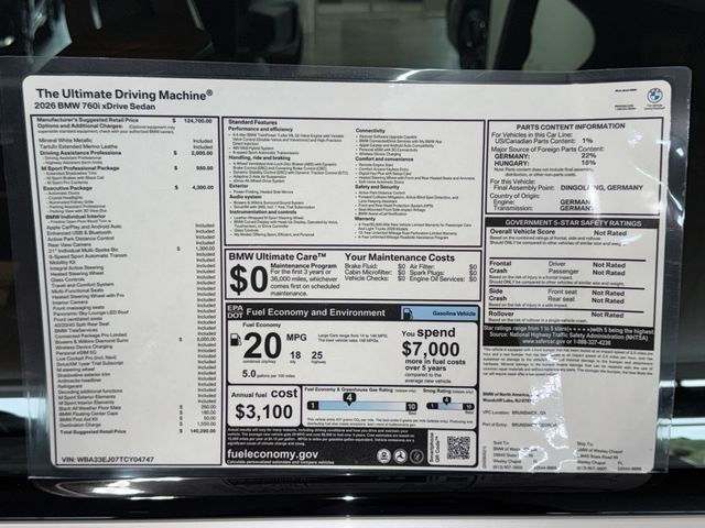 New 2026 Mineral White Metallic BMW 760i xDrive image 27