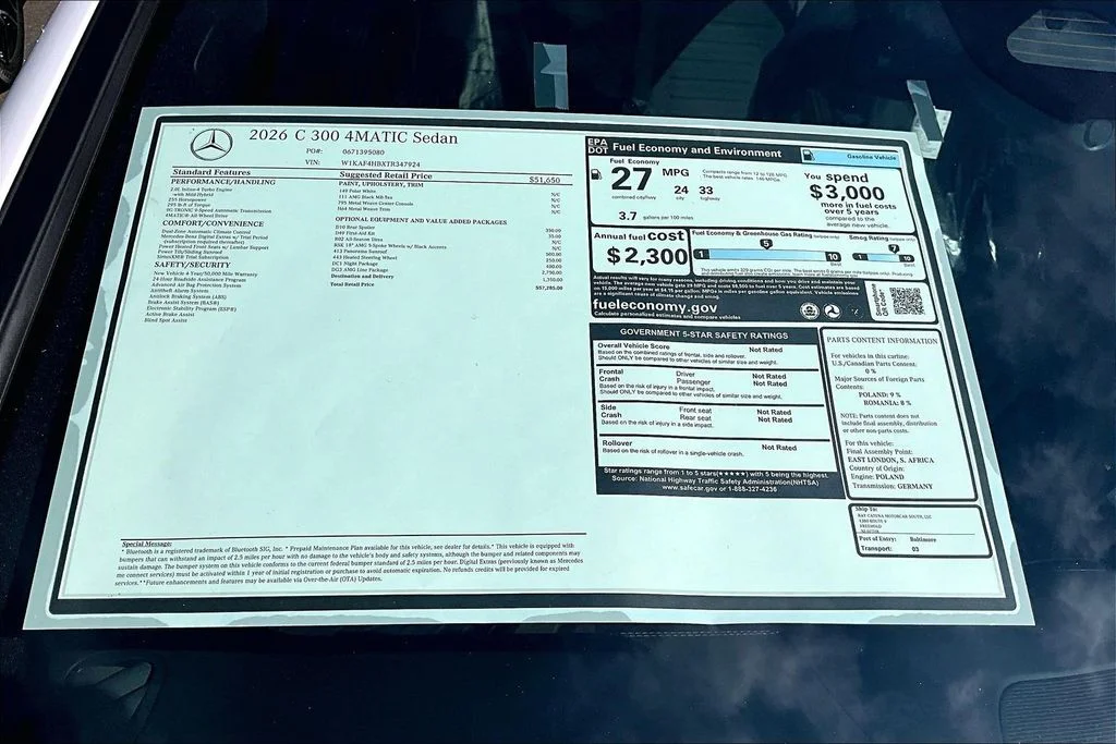 New 2026 White Mercedes-Benz C 300 image 13