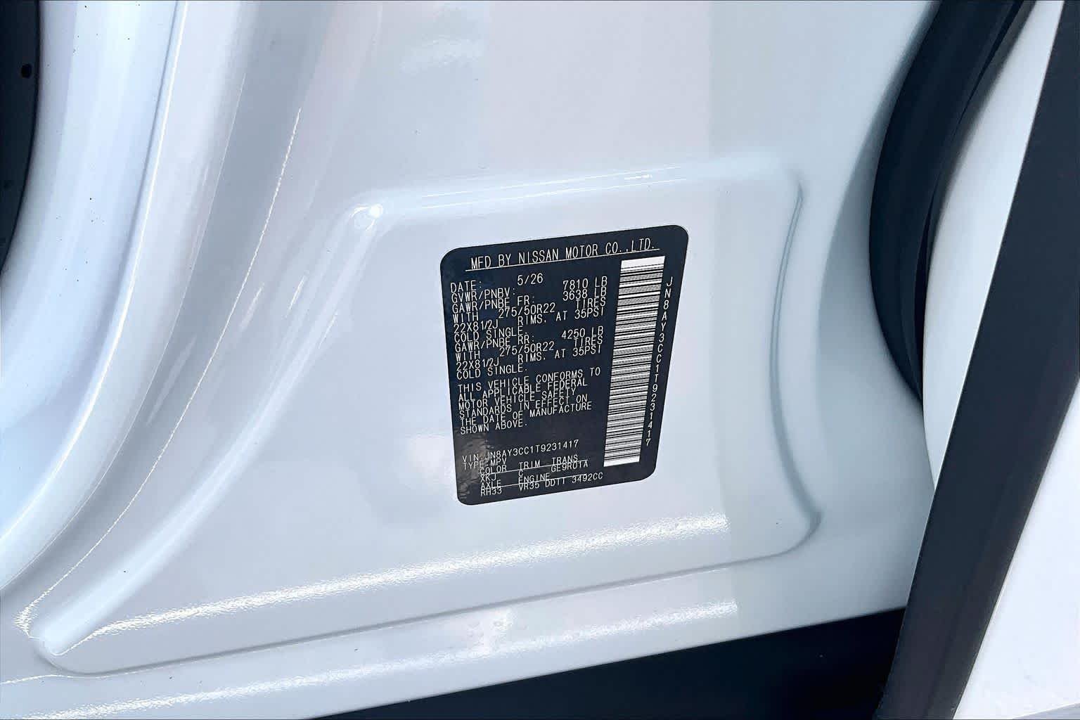 New 2026 Everest White TriCoat / Super Black Two-tone Nissan Platinum Reserve image 18