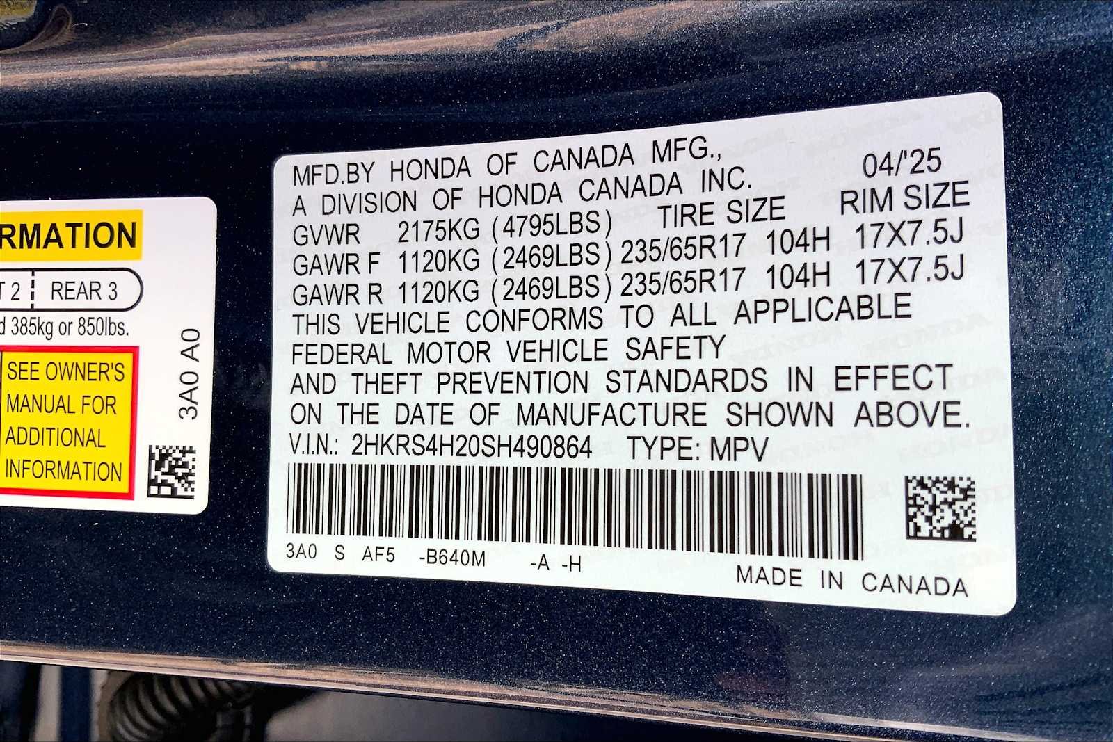 Used 2025 Canyon River Blue Metallic Honda LX image 30